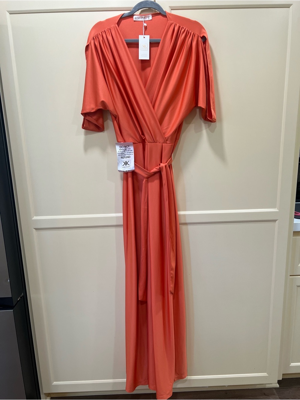 KOH KOH Coral Wrap-Style Dress
